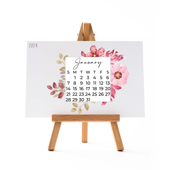 Acheter Mini calendrier de bureau, petit calendrier Floral de Style  européen rétro 2024, joli calendrier Portable pour étudiants/bureau,  accessoires