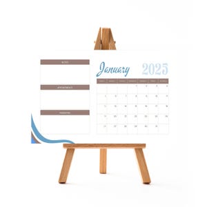 Calendar 2025 Desk Calendar with wooden Easel Stand A6 A5 A4 size Office work planner Calendar Christmas Gift Ideas stocking filler