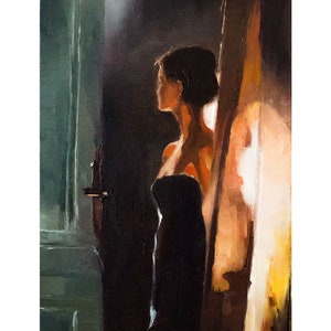 Original Oil Painting on Canvas for wall Art and Home Decor, Portrait painting for Interior of a living room or bedroom.