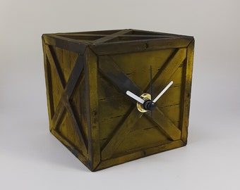 Box Shape Plaster Tabletop Clock | desk accessories for men, table clock vintage, desk clock analog, desk accessories cute, box shape décor
