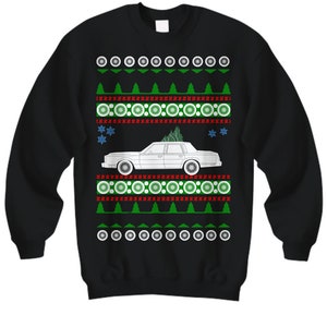 1989 Lincoln Town Car Ugly Christmas Sweater mark 8 Hot Rod Xmas Gift Drag Racing American Iron hot rod Fast Car Holiday Party