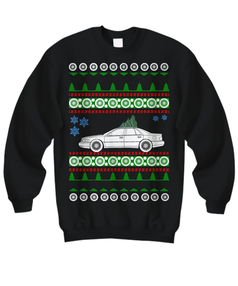 Cadillac Seville Ugly Christmas Sweater 2003 Hot Rod Xmas Gift Drag Racing American Iron  Fast Cars Holiday Party Apparel donk
