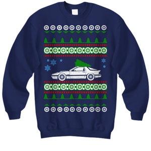 Mazda RX7 Ugly Christmas Sweater 2nd generation  Xmas Gift Fast Car Holiday Sweatshirt Performance Car Holiday Party Apparel wankel rotary