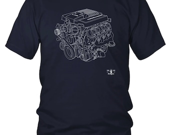 LSA Motor Blaupause Shirt LS CTS-V ZL1 chevy gm camaro hot rod motor v8 big block small swap american iron