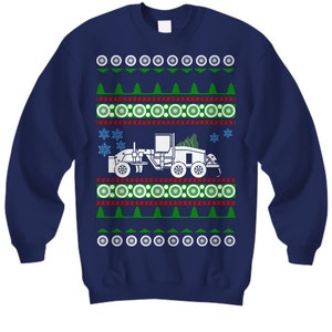 Road Grader Ugly Christmas Sweater holiday sweatshirt construction  truck driver heavy equipment semi truck dump truck cdl tractor