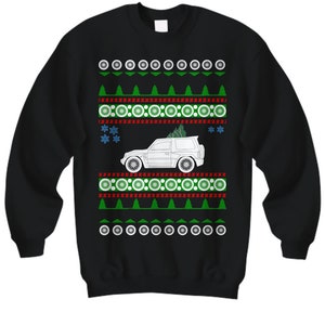 JDM SUV Mitsubishi Pajero Evo Ugly Christmas Sweater turbo awd race car rally offroad overland safari off road hauler trail desert turbo 4wd