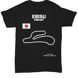 Ebisu Circuit Japan Track Outline Shirt scca car racing track day miata nissan mazda nasa hpde   lemans jgtc
