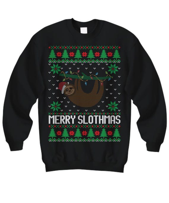 Sloth Ugly Christmas Sweater, Merry Slothmas Holiday Gift, Sloth