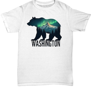 Cute Washington State Bear and Mountain t-shirt, gift for washingtonian, pacific northwest gift, pnw tee, pnw tshirt, seattle gift idea