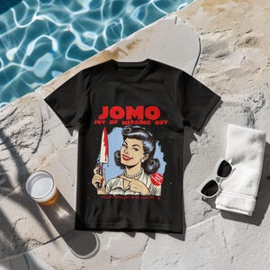 Camiseta JOMO, camiseta con la alegría de perderse algo, camiseta introvertida, lindo regalo antisocial, quédate en casa, no me invites, camiseta de niña, camiseta divertida