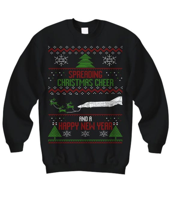 Military Airplane F-4 Phantom Ugly Christmas Sweater Holiday
