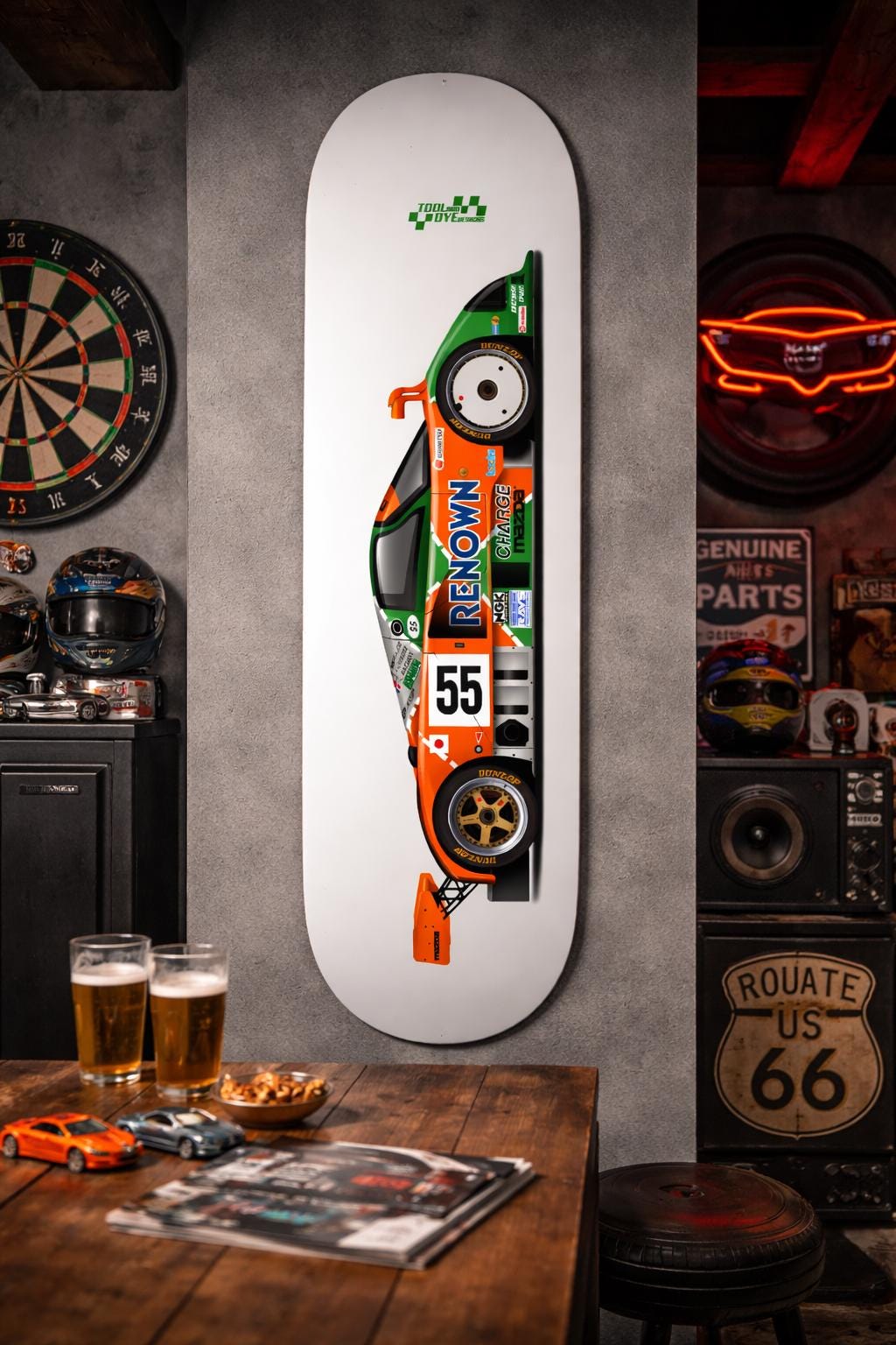 Mazda 787B Skateboard Deck Wall Art, Le Mans Race Car Art