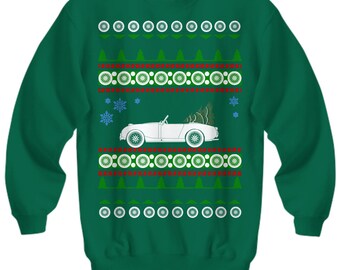 Austin-Healey Sprite Bugeye Ugly Christmas Sweater Hot Rod Xmas Gift Drag Racing American Iron Fast Holiday Party Apparel