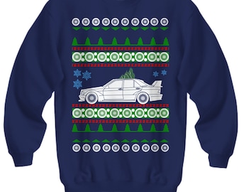 Mercedes 190E 16v Ugly Christmas Pullover cosvalent Weihnachtsgeschenk hässliche Party Sweatshirt Fast Sedan Urlaub Party Sportwagen turbo german car v3