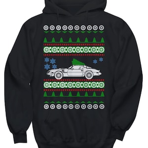 Pontiac Firebird Trans Am Ugly Christmas Sweater Hoodie sweatshirt Hot Rod Xmas Gift Drag Racing American Iron Car Holiday Party Apparel v2