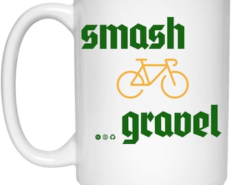 Gravel Biking Mug, gift for gravel cyclist, cyclocross coffee mug, road biker tea mug, champagne gravel