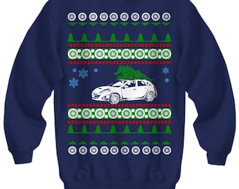 Mazdaspeed 3 Ugly Christmas Sweater Turbo-Charged Hot Hatch Xmas Gift Fast Car Holiday Sweatshirt Performance Car Holiday Party Apparel