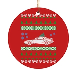マツダ RX-7 FD クリスマスツリーオーナメント NA 3代目 セラミックデコレーション 愛好家向け ホリデー ファストカー ヴィンテージ コレクター ロータリー ワンケル