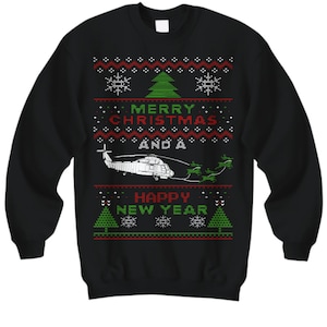 SH-2 Seasprite Hubschrauber Ugly Christmas Pullover Armee Bundeswehr Marine Marine Luftwaffe Militärflieger Bekleidung Urlaub Jumper