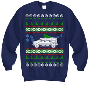 Hummer Ugly Christmas Sweater Humvee H2 overland camping truck mudding offroad monster truck amc tractor collector car retro gift