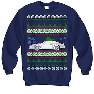 car like Pontiac Trans Am Firebird Ugly Christmas Sweater 3rd gen 1982 Hot Rod Xmas Gift Drag Racing American Iron Fast Car Holiday Party