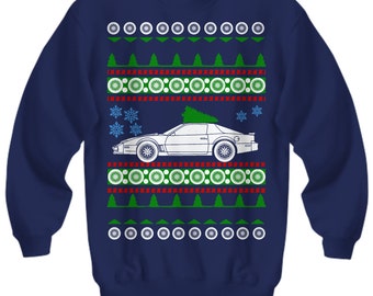car like Pontiac Trans Am Firebird Ugly Christmas Sweater 3rd gen 1982 Hot Rod Xmas Gift Drag Racing American Iron Fast Car Holiday Party