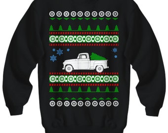 Chevy Pickup 1957 Ugly Christmas Sweater Classic Truck Vintage Chevrolet Sweatshirt Xmas Gift Chevy Truck Chevrolet Pickup Holiday