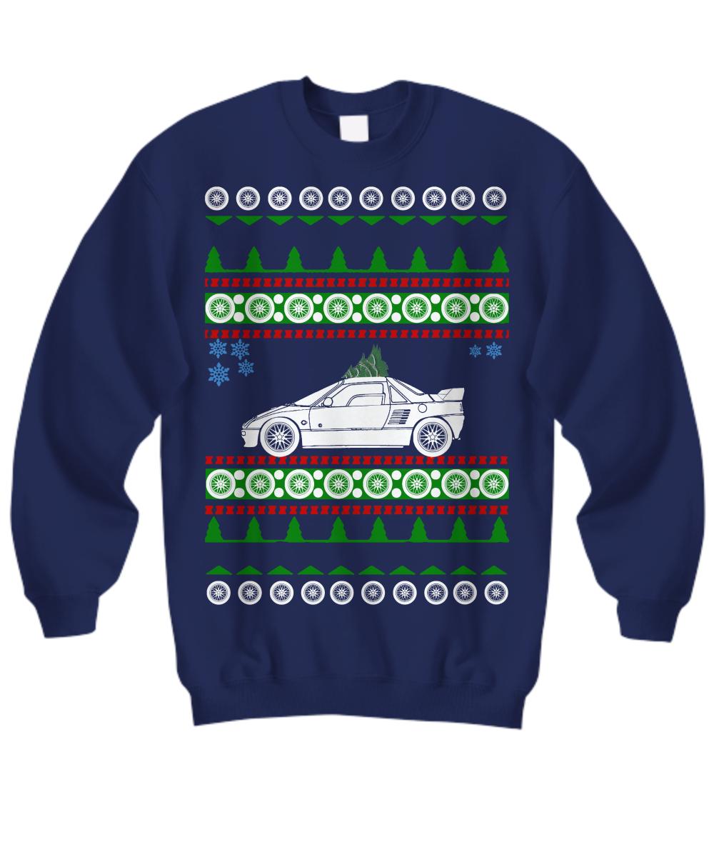 Maglione di Natale brutto Mazda AZ-1 Rotary Wankel Regalo di Natale Felpa per le feste con auto veloce Abbigliamento per feste di Natale con auto ad alte prestazioni jdm