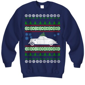 car 1937 Lincoln Zephyr Ugly Christmas Sweater convertible Hot Rod Xmas Gift Drag Racing American Iron hot rod Fast Holiday Party