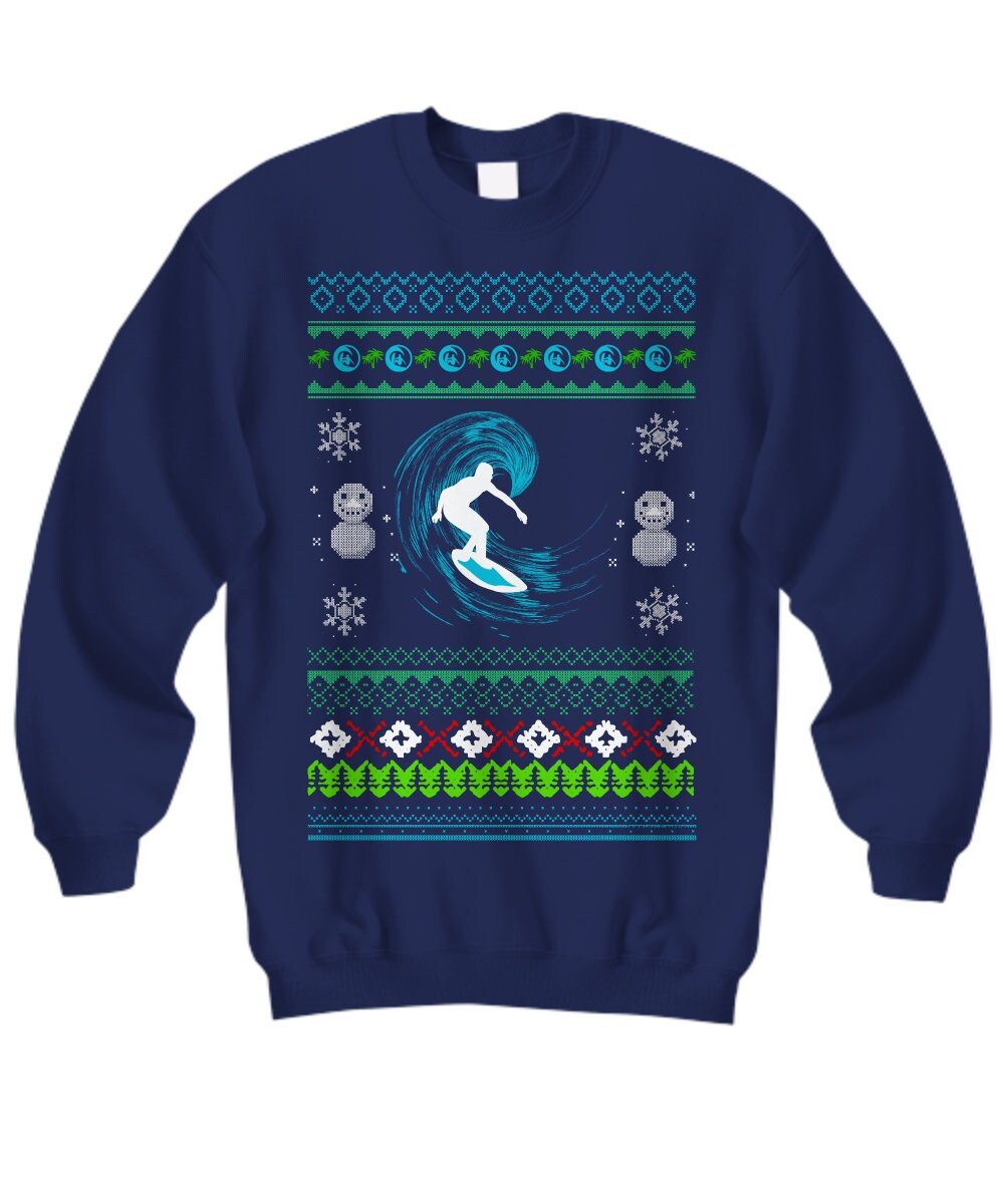 UglyChristmasGoods Surfing Ugly Christmas Sweater Surfer Surf Great Outdoors Christmas Gift Ugly Xmas Holiday Sweatshirt Gift Holiday Sweater