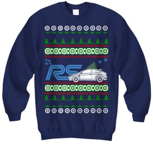 coche como Ford Focus RS Ugly Christmas Sweater v3 Hot Rod Regalo de Navidad Drag Racing American Iron Fast Car Truck Holiday Party Apparel turbo