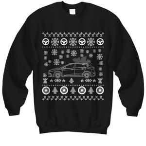 2018+ Ford Focus RS Ugly Christmas Sweater v4 Hot Rod Xmas Gift Drag Racing American Iron Fast Car Truck Holiday Party Apparel turbo