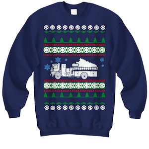 Firetruck ugly christmas sweater first responder firefighter sweatshirt party jumper xmas shirt essential worker hero heroes medical