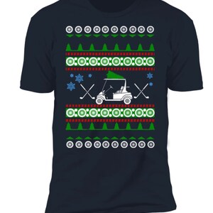 ゴルフカート 醜いクリスマスセーター Tシャツ クリスマスシャツ ゴルフ ゴルファー ホリデーアパレル