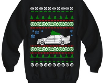 Mercedes 190E 16v Ugly Christmas Sweater cosworth  Xmas Gift Ugly Party Sweatshirt Fast sedan Holiday Party Sports Car turbo german car