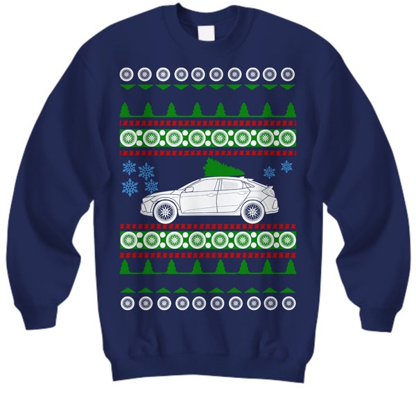 Voiture comme 2017 Honda Civic à hayon Ugly Christmas Sweater hatch import Xmas Gift Drag Racing track car stance Fast Holiday Party Apparel