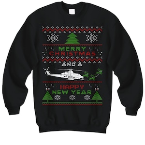 AH 1Z Viper Helicopter Ugly Christmas Sweater army armed forces marines navy air force vehicle military fighter apparel holiday shirt jumper