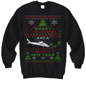 AH-2 Rooivalk Hubschrauber Ugly Christmas Pullover Heeresarmee Marineinfanterie Marine Marineluftwehr militärischer Kämpfer kleidung Feiertags-Hemd Pullover