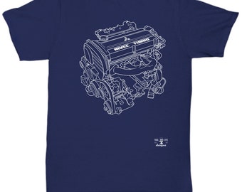 Dsm 4g63 Engine Blueprint Shirt Motor Evo 8 9 Viii Ix Stock