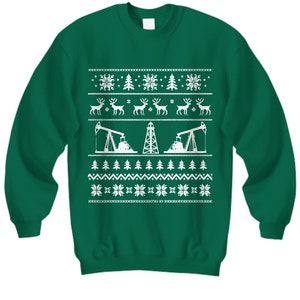 Oil Rig Ugly Christmas Sweater rigger derrick sweatshirt holiday santa party apparel pump oil field worker hard work gift gas blue collar