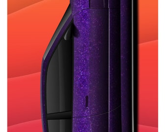 May include: A purple car with a sparkly finish, viewed from the side, against a gradient background of yellow, orange, and pink. The car has black wheels with silver rims. The text "TOOL AND DYE DESIGNS" is at the top of the image.