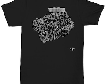 Camiseta con plano del motor 454, camiseta de motor V8 Big Block Chevy, motor V8 Big Block para carreras de aceleración GM Camaro Pontiac Hot Rod, regalo para el Día del Padre