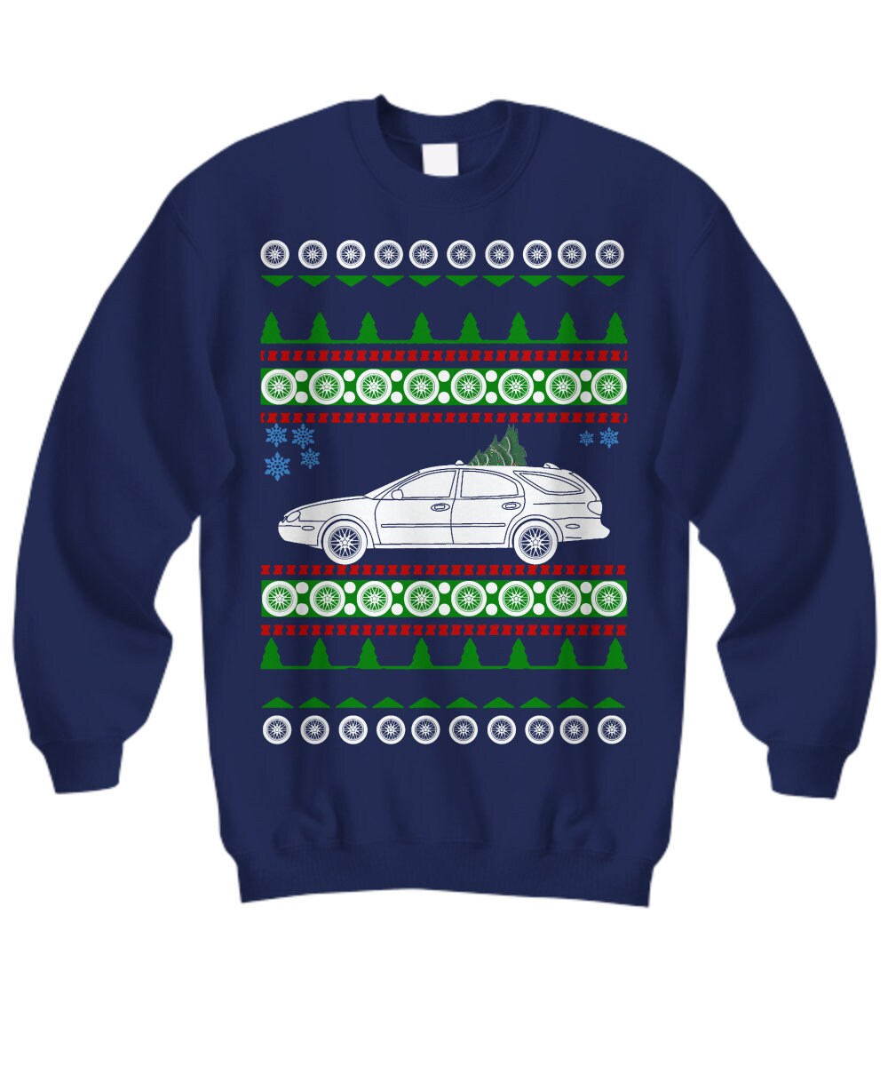 Ford Taurus Wagon Ugly Christmas Sweater 4th gen Hot Rod Xmas Gift hauler estate Holiday Party Apparel 2003 family wood paneling