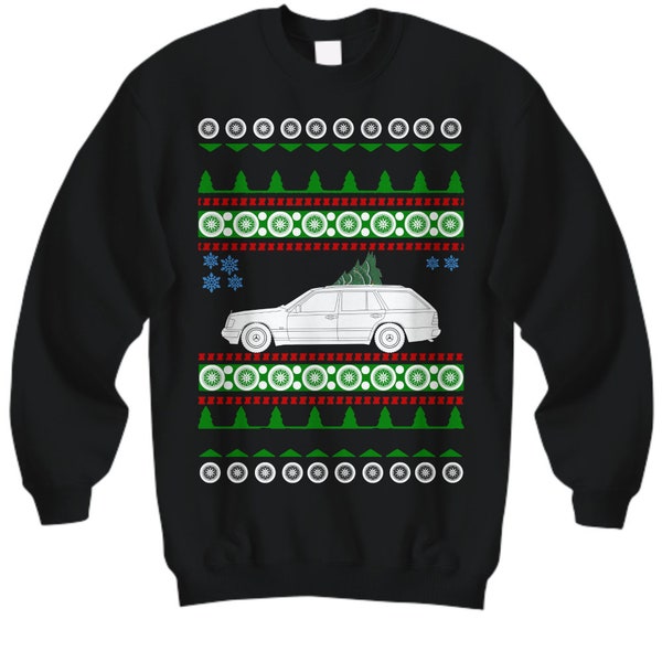 car like Mercedes W124 Ugly Christmas Sweater wagon estate Xmas Gift Ugly Party Sweatshirt Fast Holiday Party diesel turbo german car S124