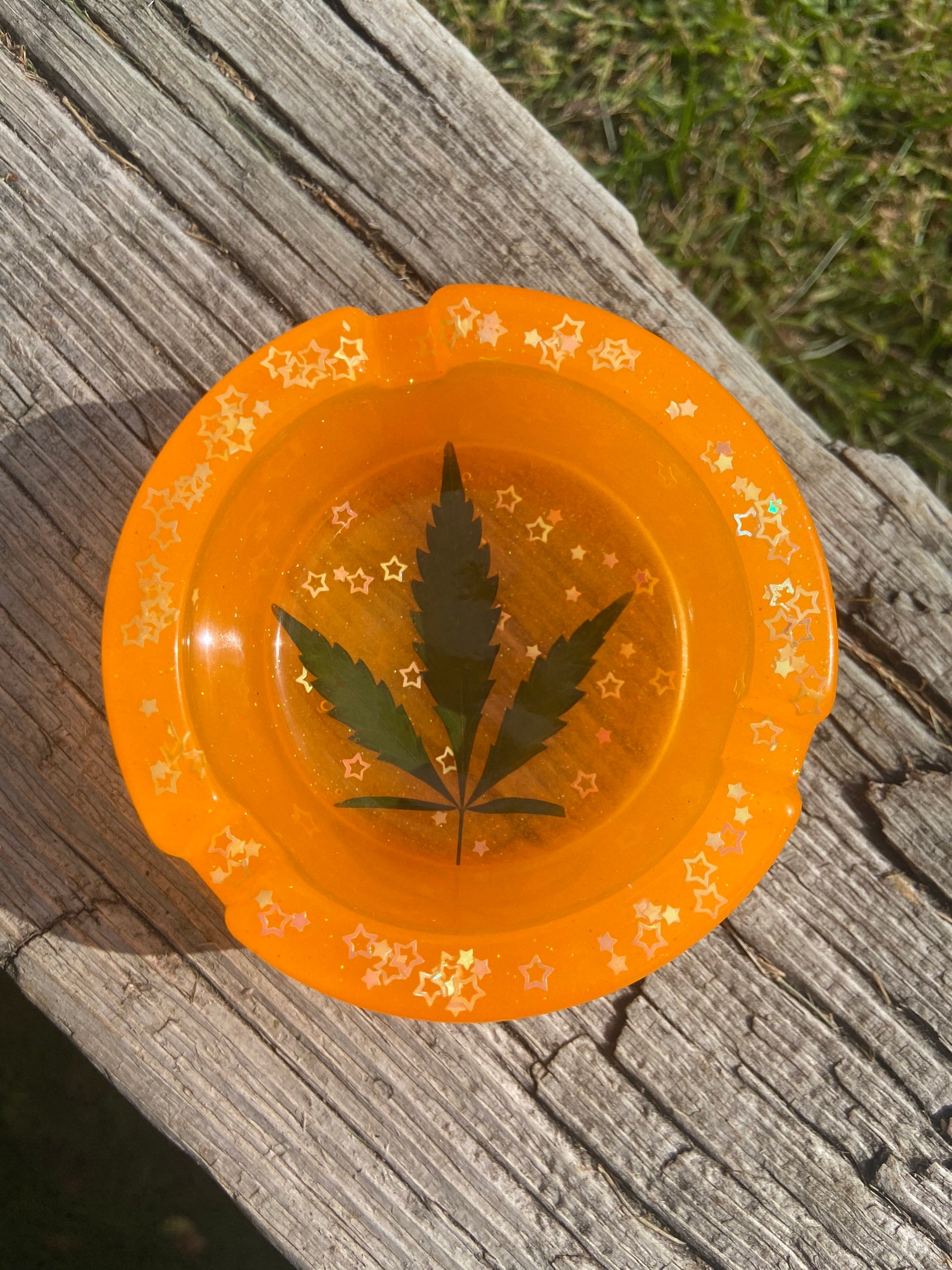 Orange Pot Leaf Ashtray Etsy