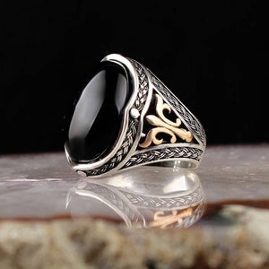 Black onyx silver ring, Antique finish 925 silver ring,made to order in your size, onyx ring