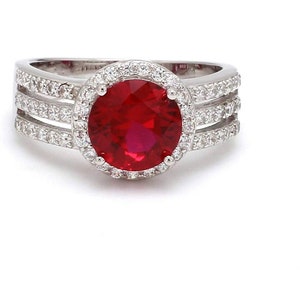 Handgemachte Rubin und Zirkon Sterling Silber Ring, Geschenk für sie
