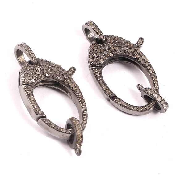 Diamond Lobster Lock 30X14mm 925 Sterling Silver Pave Diamond Lobster 1 Pc Pave Diamond Lobster Clasp Pave Diamond Clasp