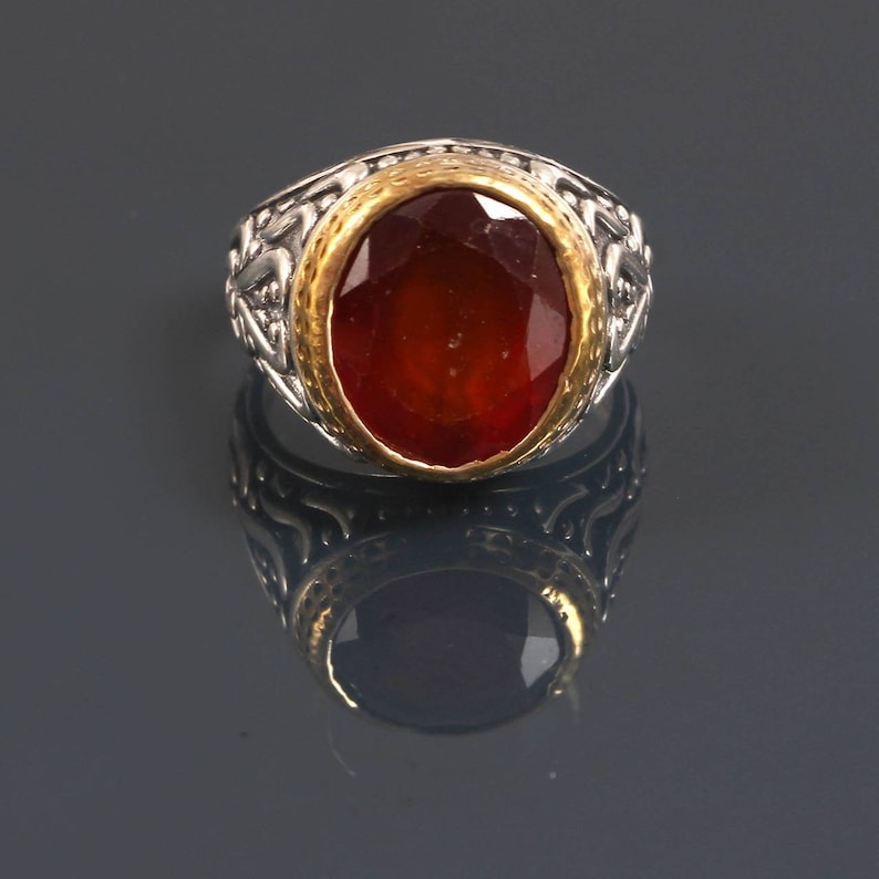 Natural garnet stone ring made to order in your size oval cut stone garnet ring 925 sterling silver