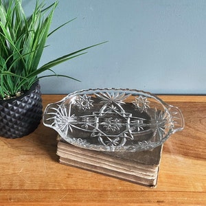 Vintage Cut Glass Relish Dish Divided Serving Plate Glassware